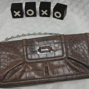 Calvin Klein gray leather & chain crossbody 👛